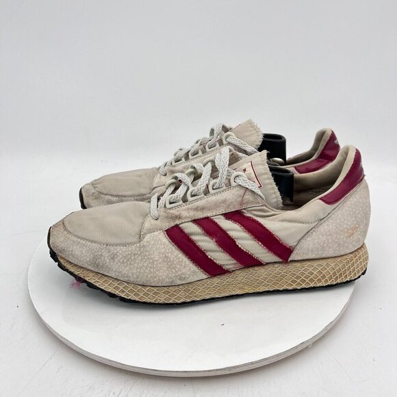 Vintage Adidas Originals Forest Grove Men Size 11 White Red Shoe Made in Taiwan - Picture 1 of 14